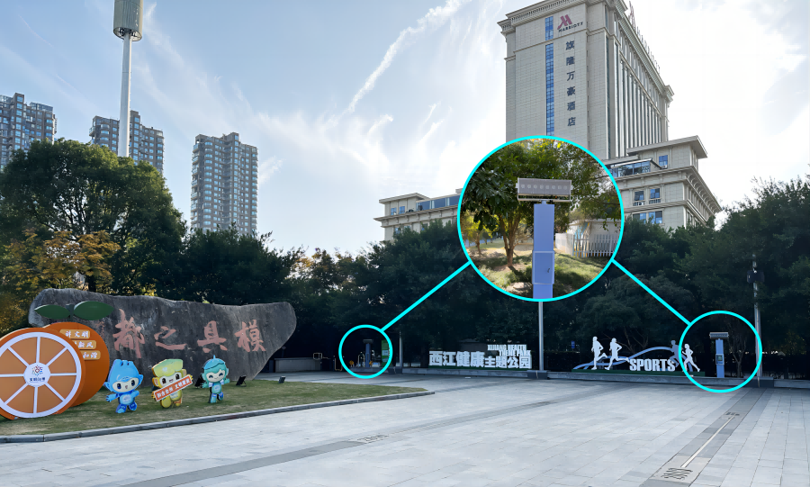 西江健康主題公園安裝使用智慧廣場舞系統(tǒng),定向發(fā)聲,不擾民