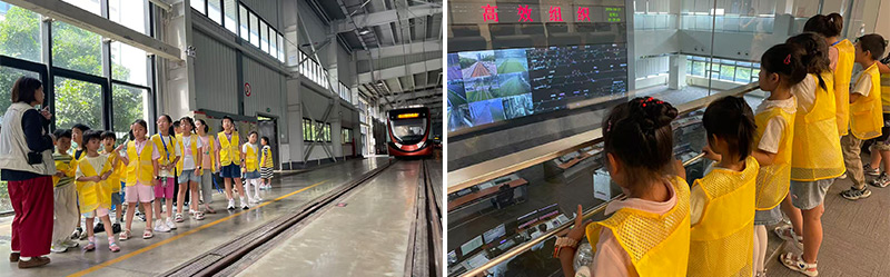 青少年參觀軌道交通檢修大庫了解車輛維護